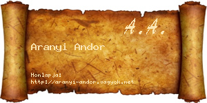 Aranyi Andor névjegykártya