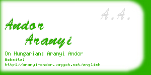 andor aranyi business card